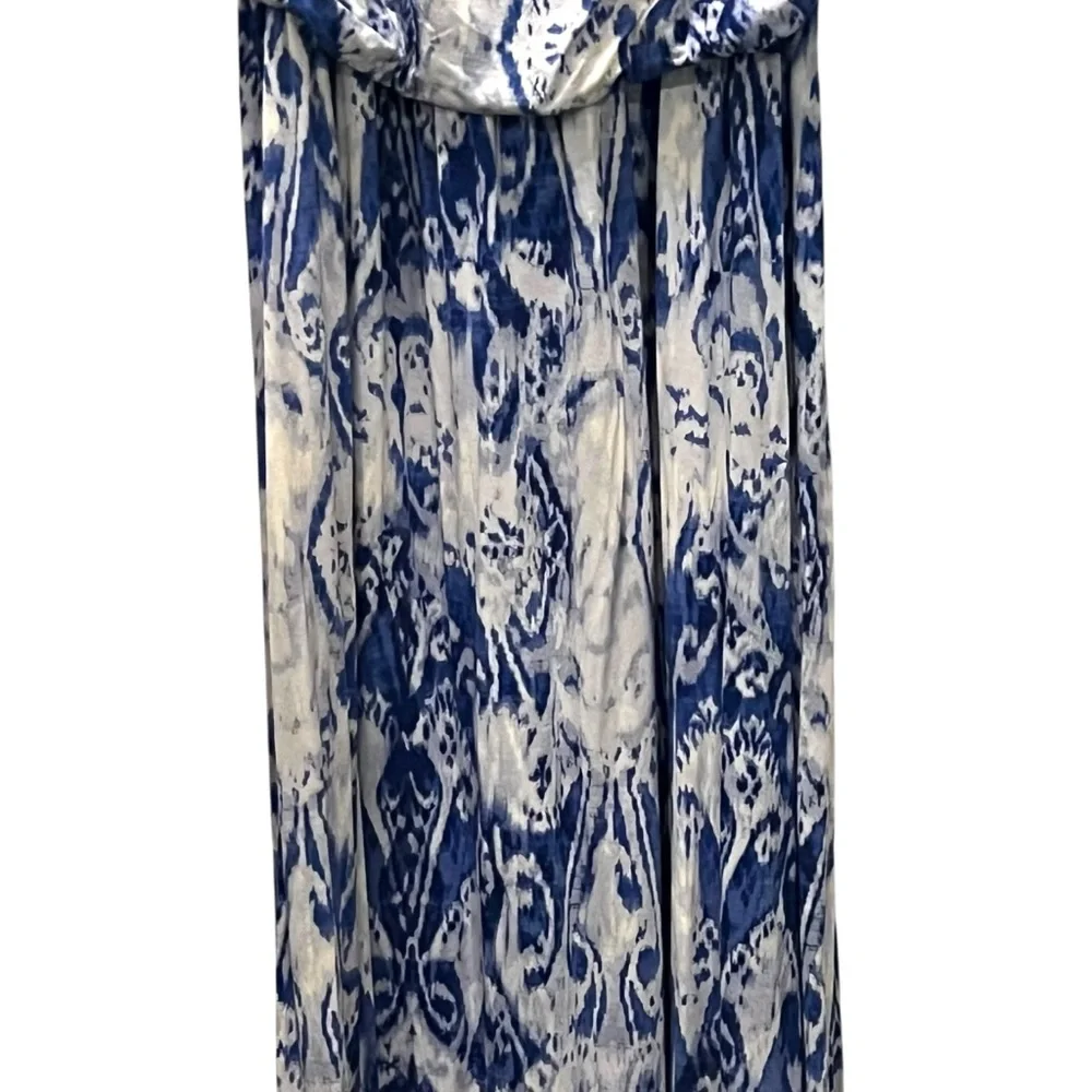 Carole Little Dress Ruched Maxi Cami Halter Empire Blue Tie Dye Boho Hippie XL - Picture 9 of 15